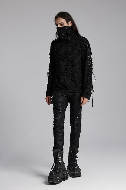 Black Death Tattered Mask Top