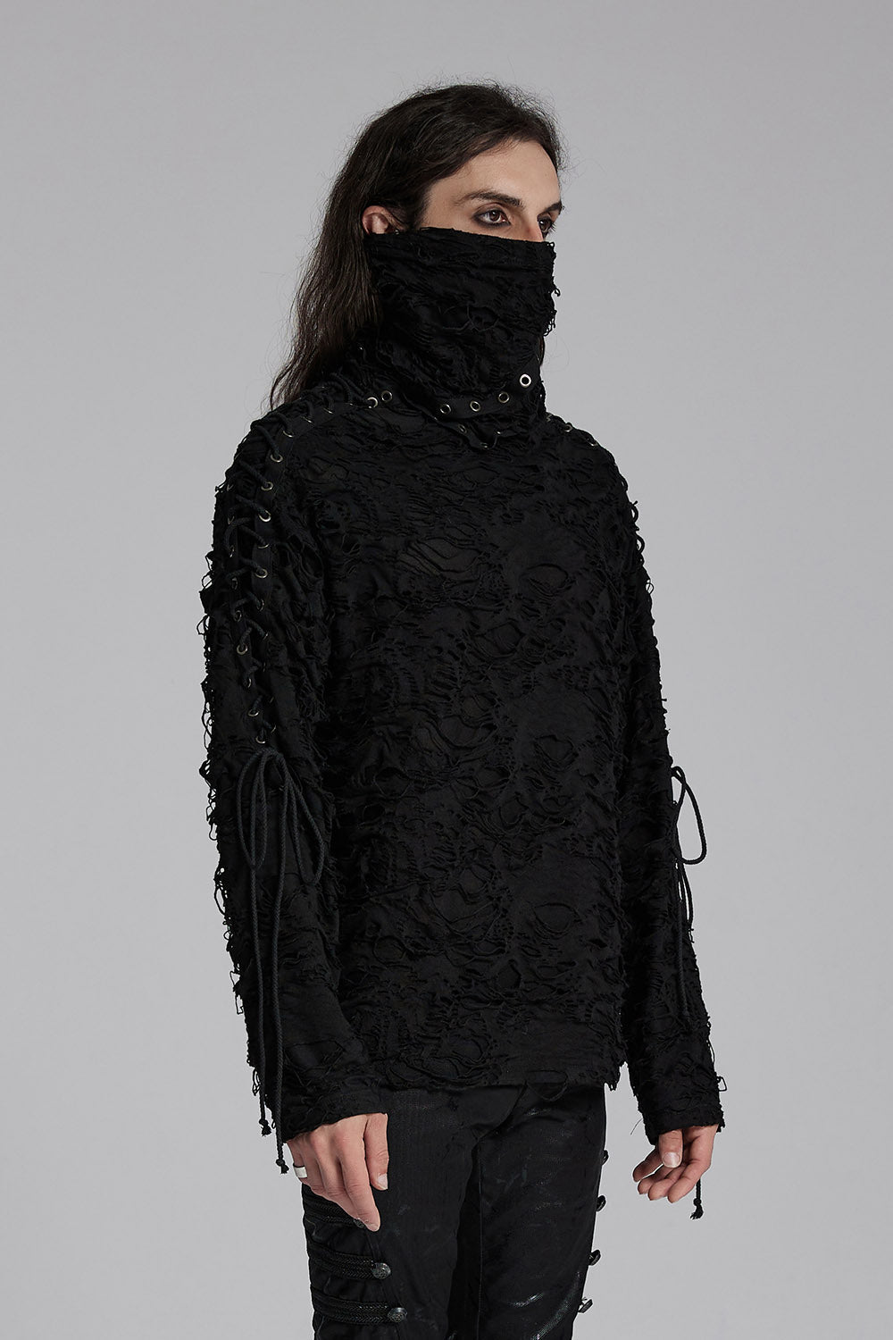 Black Death Tattered Mask Top