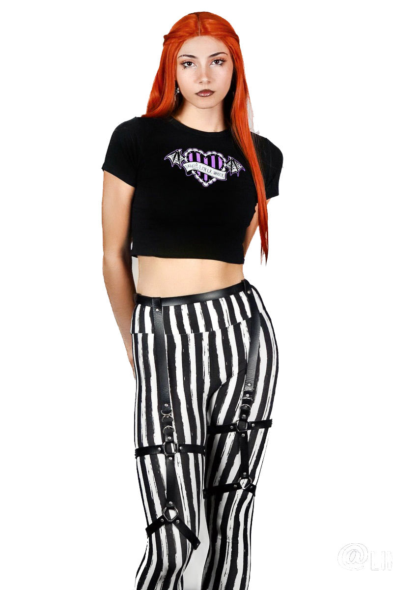 Black and White Striped High Waisted Leggings