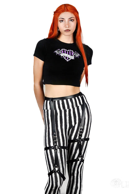 Black and White Striped High Waisted Leggings