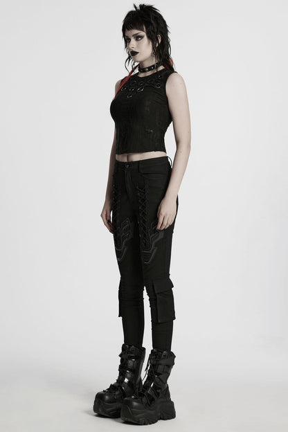 Black Armor Lace-Up Skinny Jeans