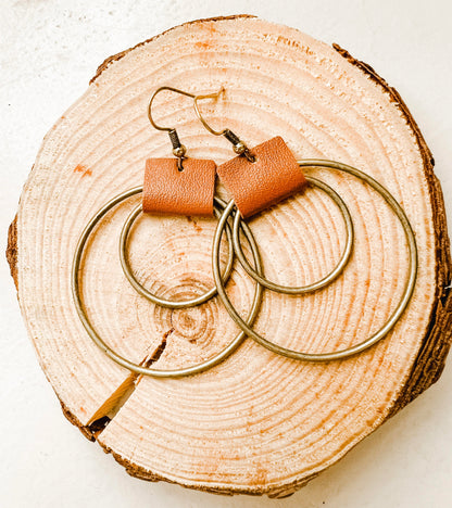 Beautiful Leather Hoop Earrings- Gold or Silver