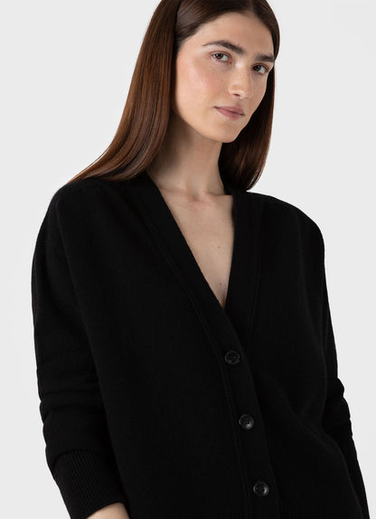 Womens Lambswool Cardigan In Black Wcar8183 Bkaa