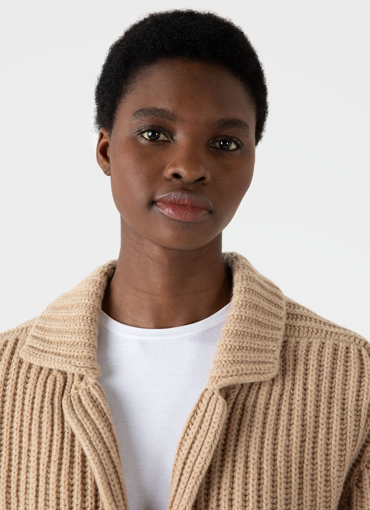 Womens Knitted Cardigan In Light Camel Wcar8189 Brat