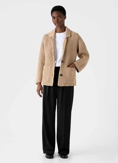 Womens Knitted Cardigan In Light Camel Wcar8189 Brat