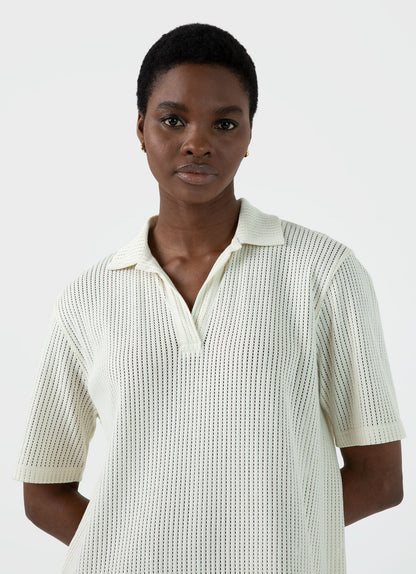 Womens Lace Mesh Polo Dress In Ecru Wdre6084 Whcr
