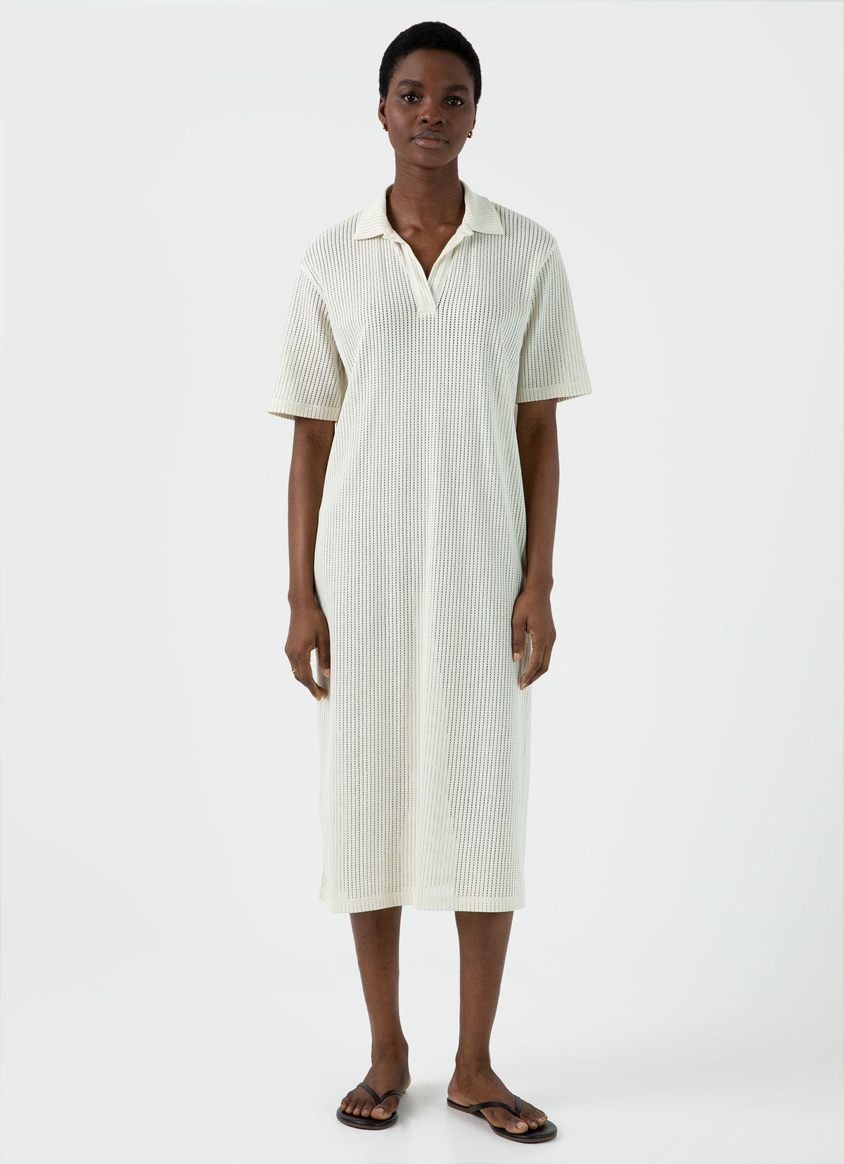 Womens Lace Mesh Polo Dress In Ecru Wdre6084 Whcr