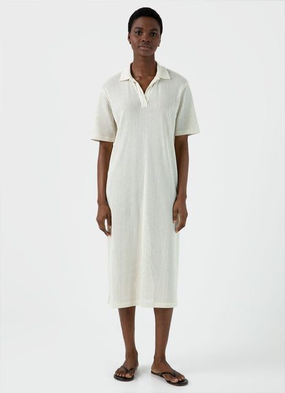 Womens Lace Mesh Polo Dress In Ecru Wdre6084 Whcr