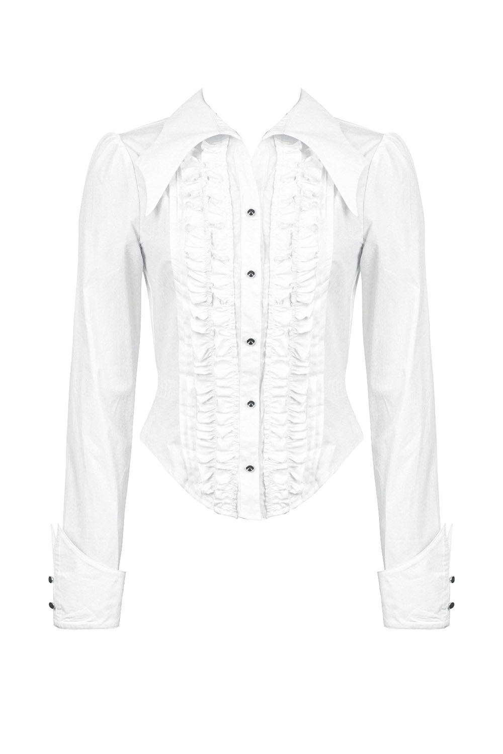 Candelabra Ruffle Button Up Shirt [Ghost White]