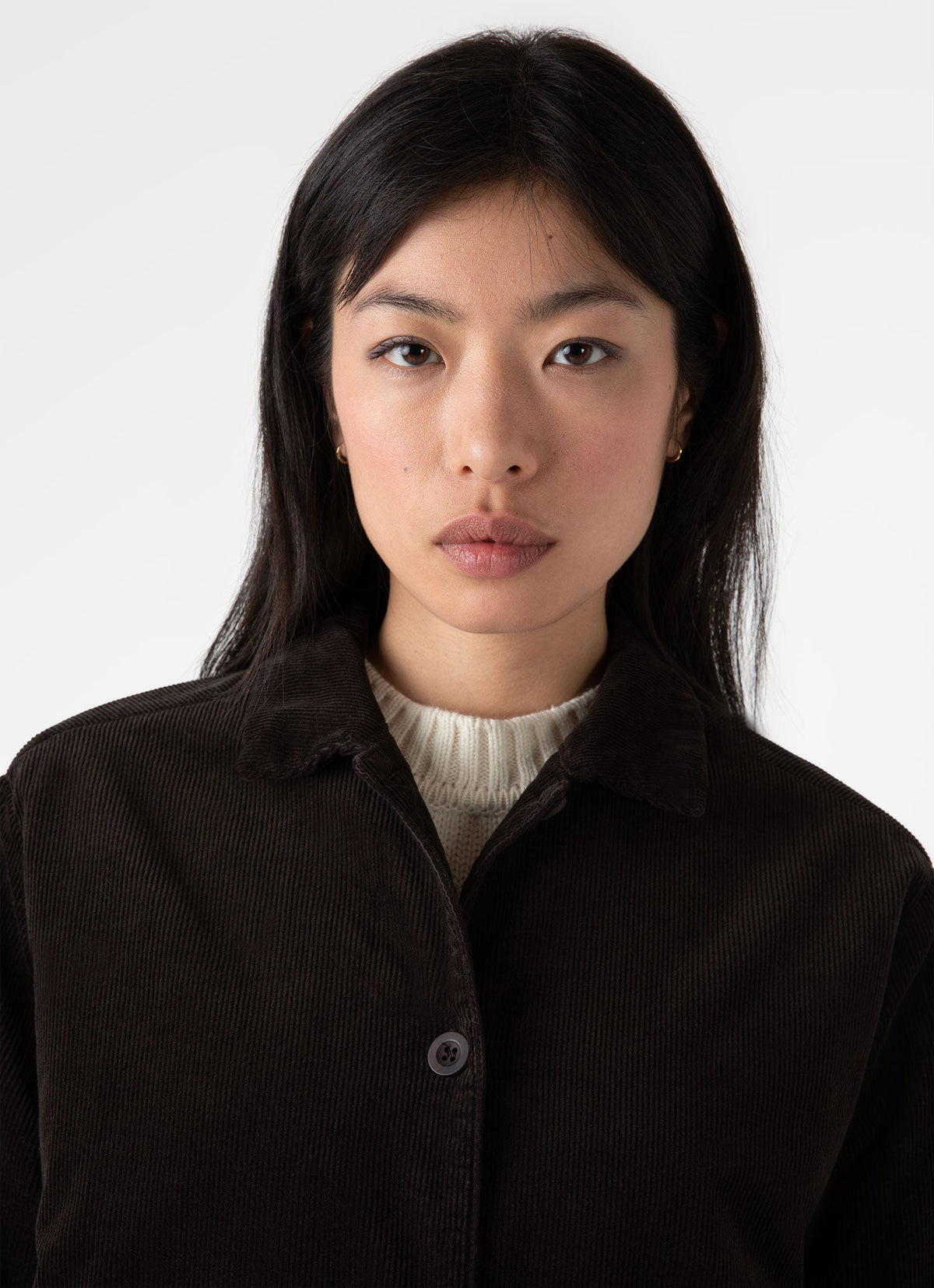 Womens Corduroy Boxy Jacket In Coffee Wjac7030 Bref