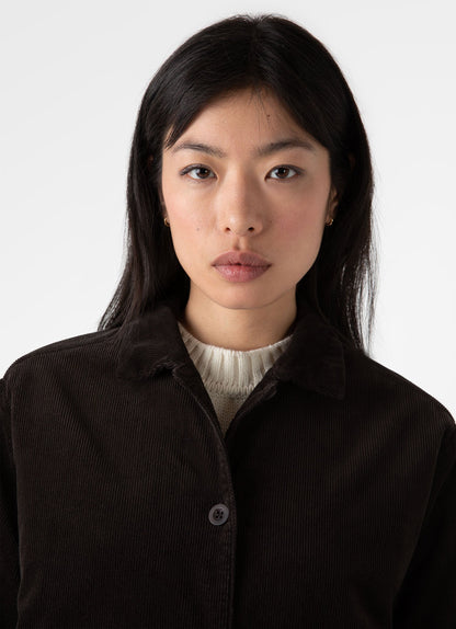 Womens Corduroy Boxy Jacket In Coffee Wjac7030 Bref