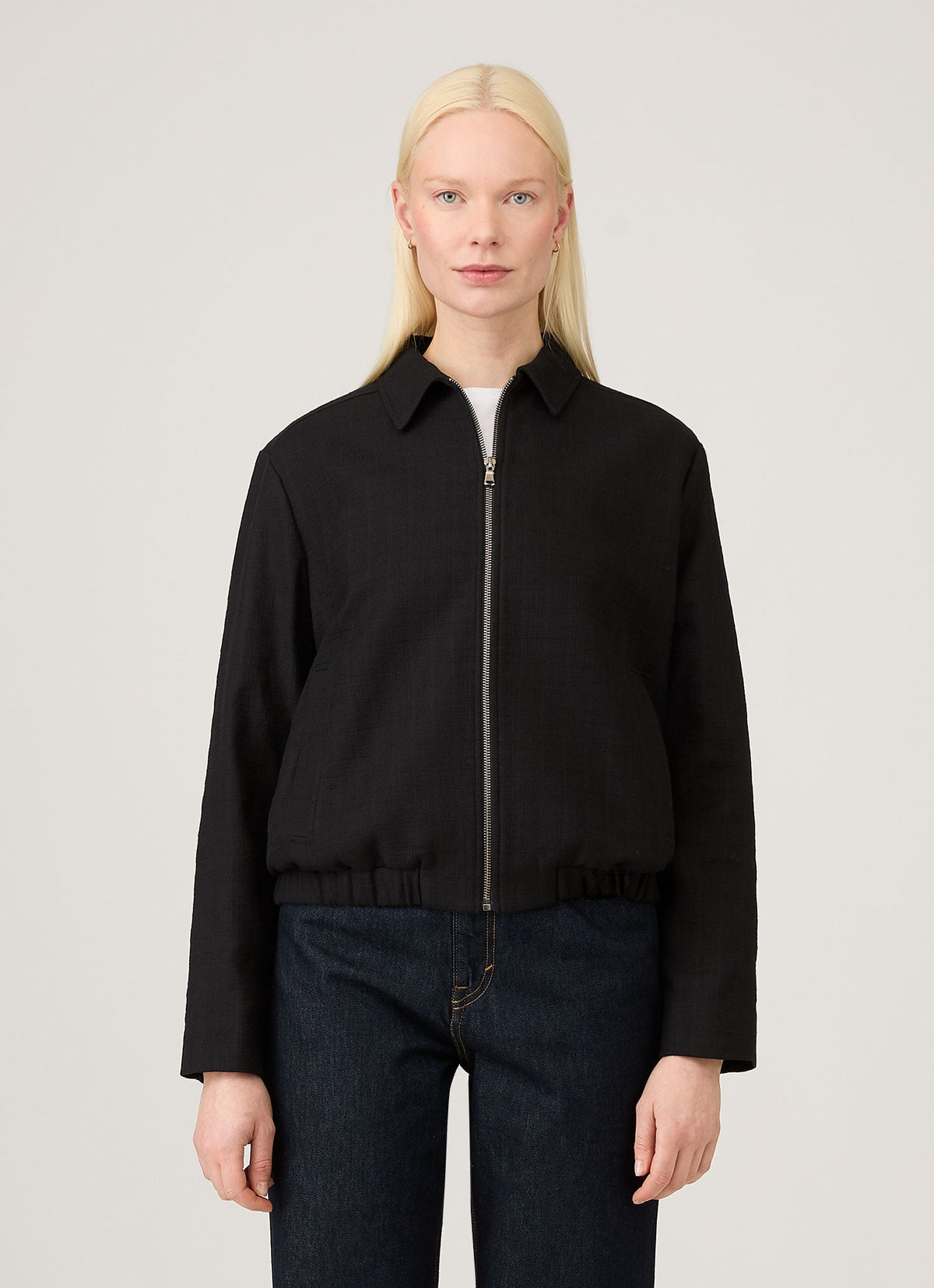Womens Cotton Raffia Bomber Jacket In Black Wjac7048 Bkaa