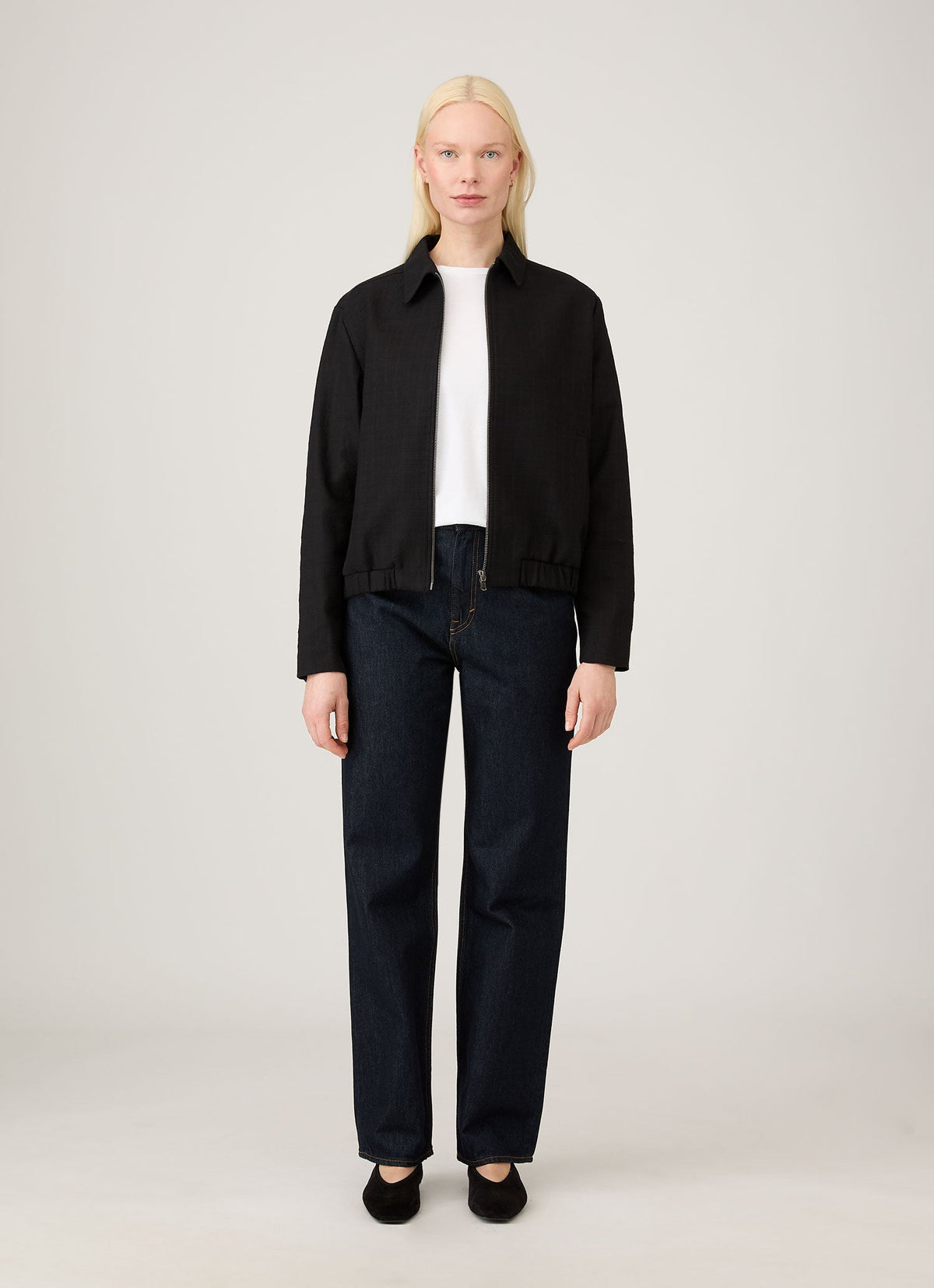 Womens Cotton Raffia Bomber Jacket In Black Wjac7048 Bkaa