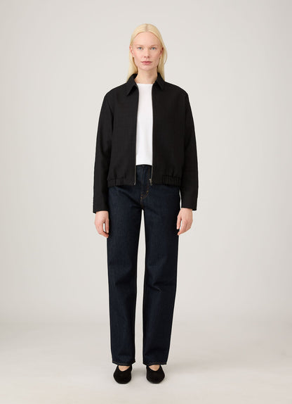 Womens Cotton Raffia Bomber Jacket In Black Wjac7048 Bkaa