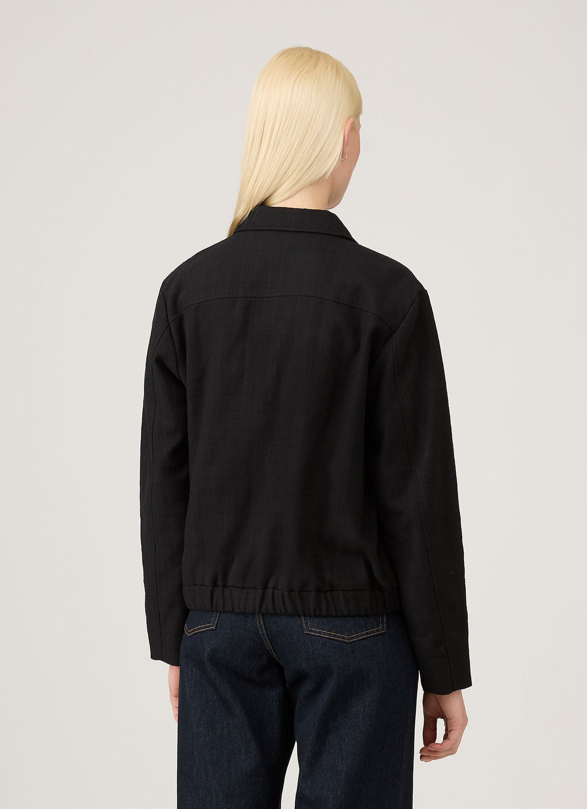 Womens Cotton Raffia Bomber Jacket In Black Wjac7048 Bkaa