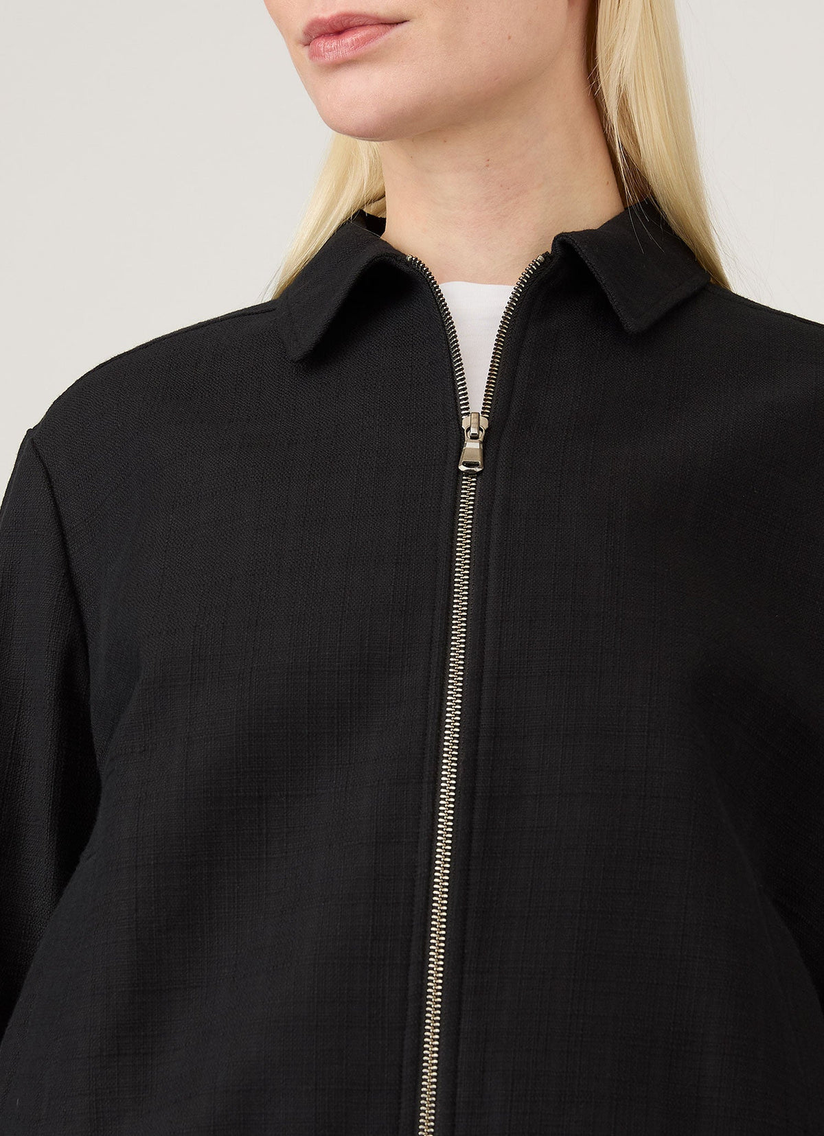 Womens Cotton Raffia Bomber Jacket In Black Wjac7048 Bkaa