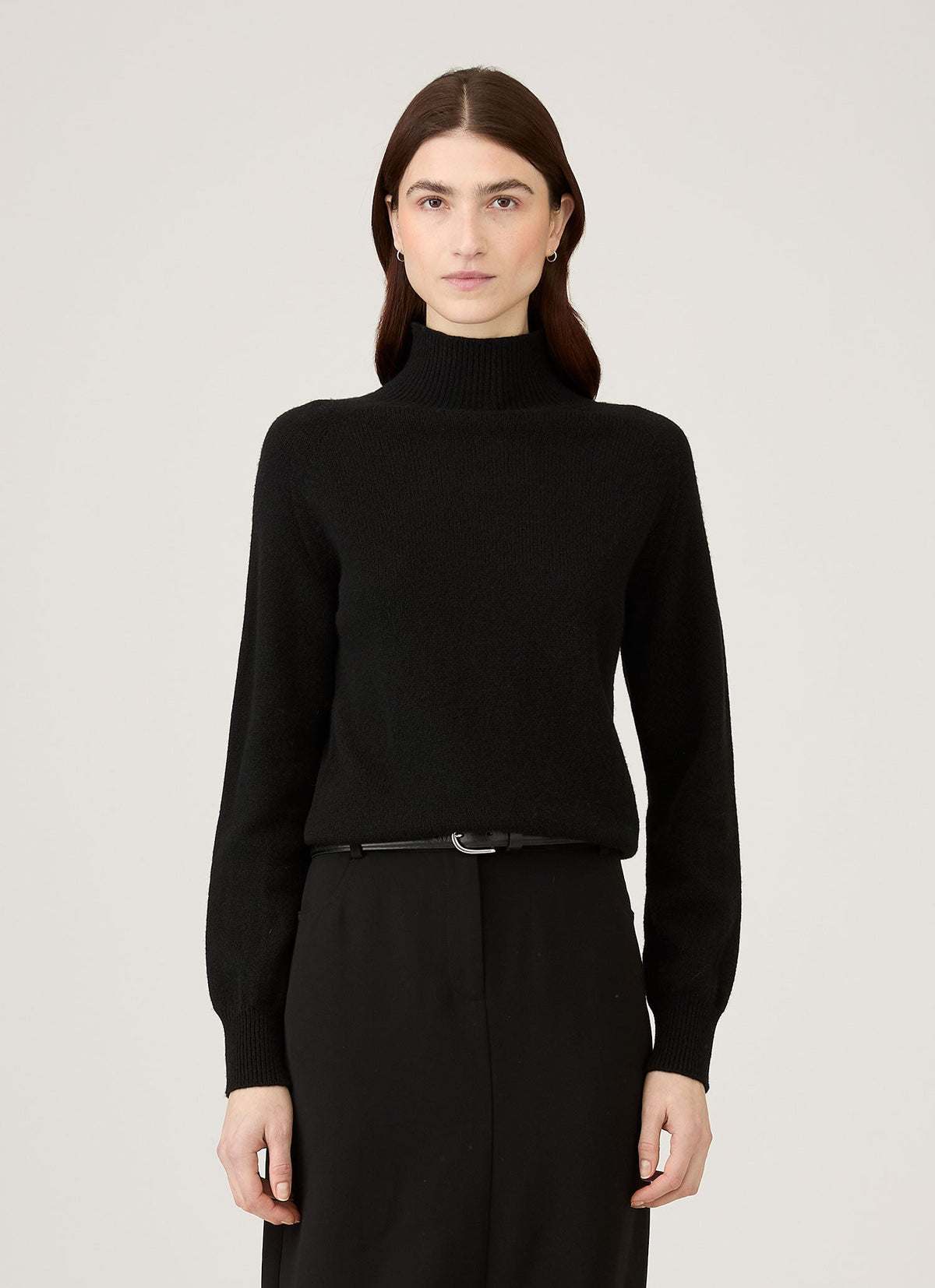 Womens Lambswool Funnel Neck Jumper Black