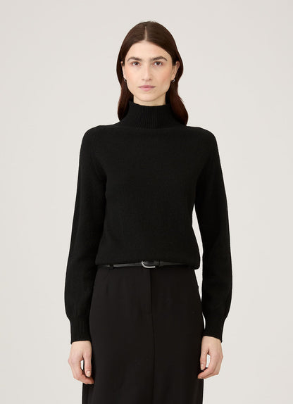 Womens Lambswool Funnel Neck Jumper Black
