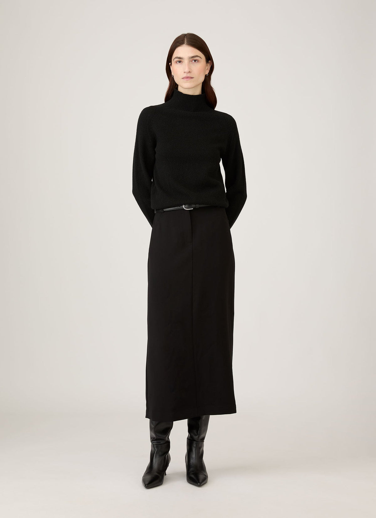 Womens Lambswool Funnel Neck Jumper Black