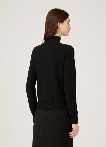 Womens Lambswool Funnel Neck Jumper Black