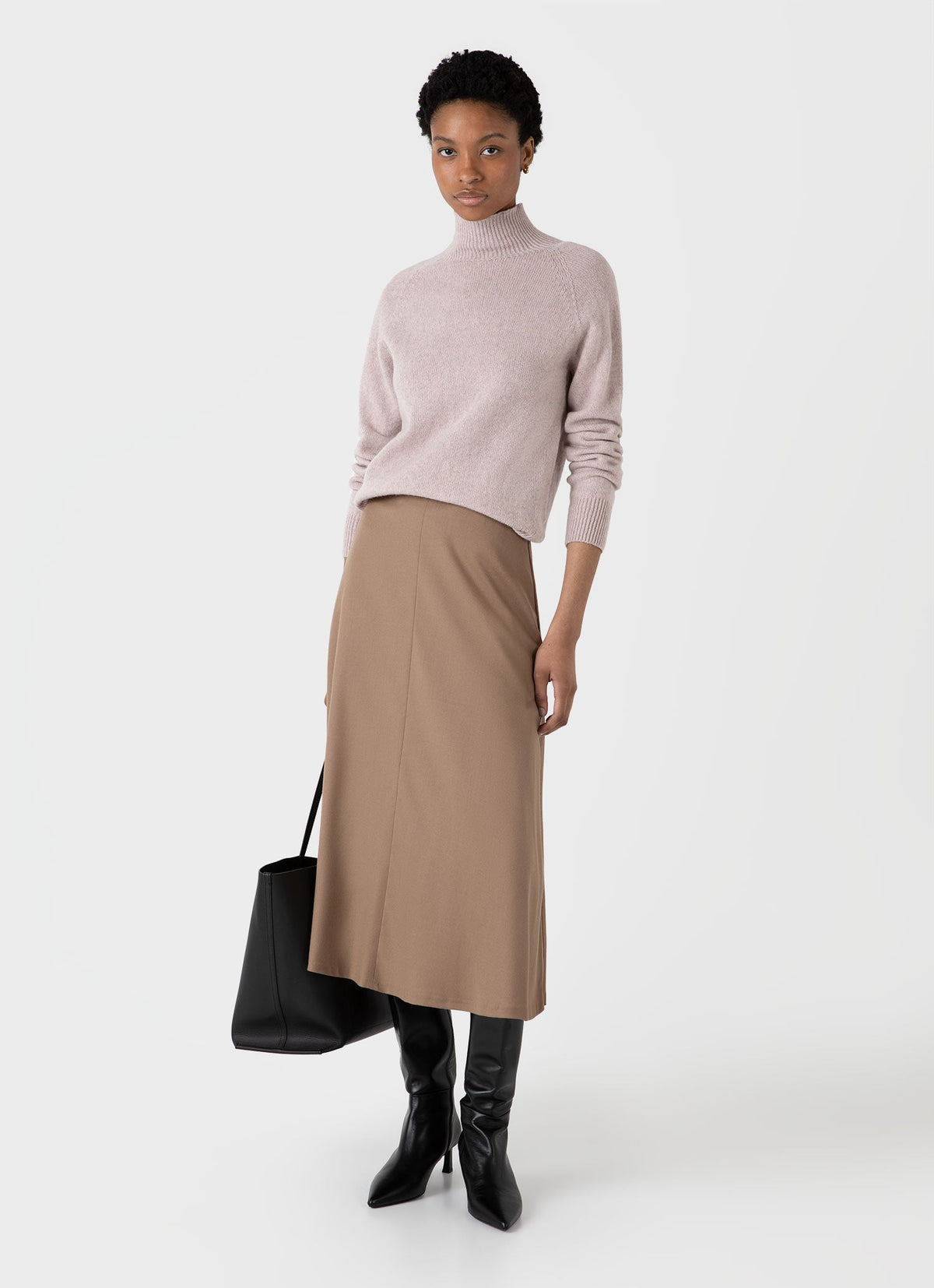 Womens Lambswool Funnel Neck Jumper In Pale Pink Twist Wjum8052 Pkbk