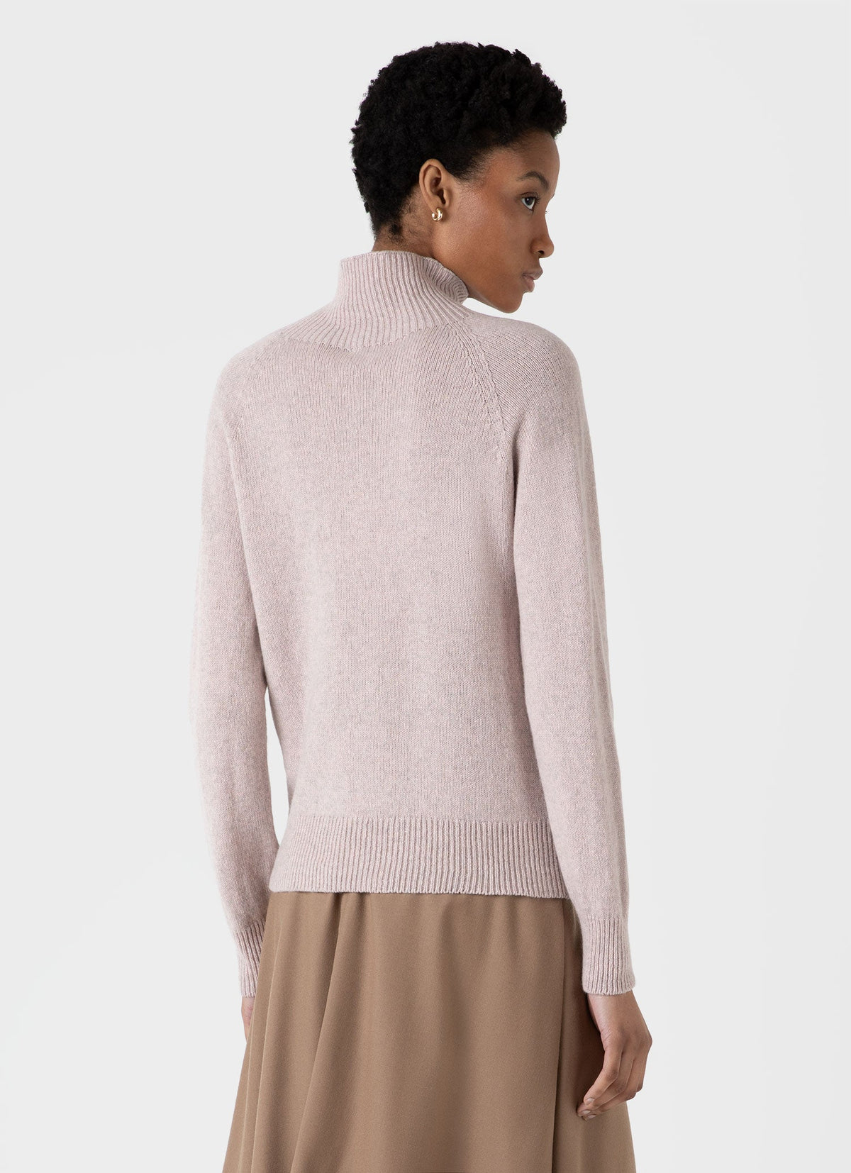Womens Lambswool Funnel Neck Jumper In Pale Pink Twist Wjum8052 Pkbk