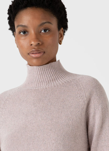 Womens Lambswool Funnel Neck Jumper In Pale Pink Twist Wjum8052 Pkbk