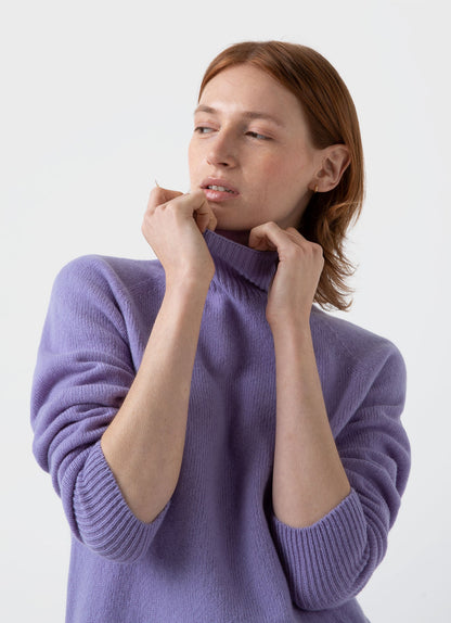 Womens Lambswool Funnel Neck Jumper In Heather Wjum8052 Prar
