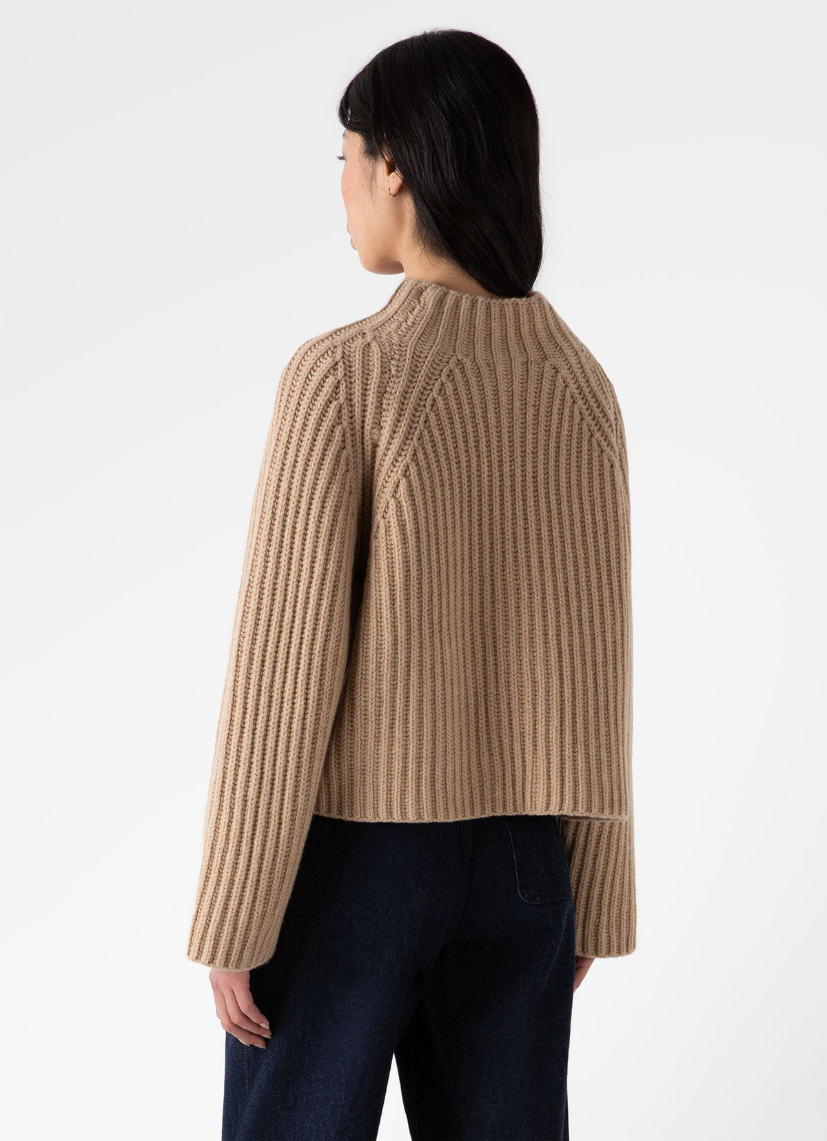 Womens Lambswool Chunky Funnel Neck Jumper In Light Camel Wjum8188 Brat