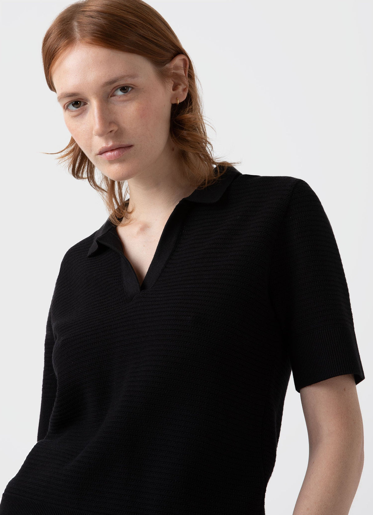 Womens Archive Knit Polo In Black Wpol8166 Bkaa