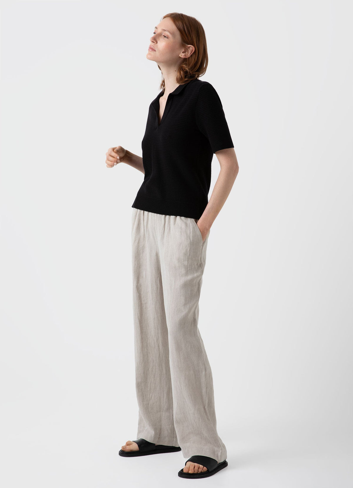 Womens Archive Knit Polo In Black Wpol8166 Bkaa