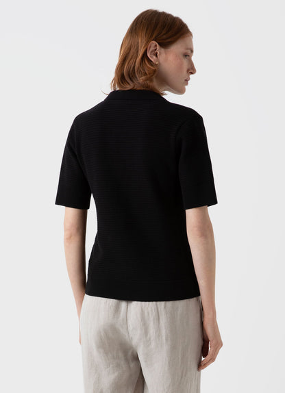 Womens Archive Knit Polo In Black Wpol8166 Bkaa