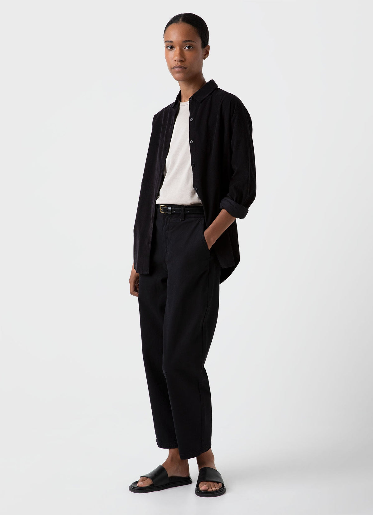 Womens Corduroy Shirt In Black Wsht2015 Bkaa