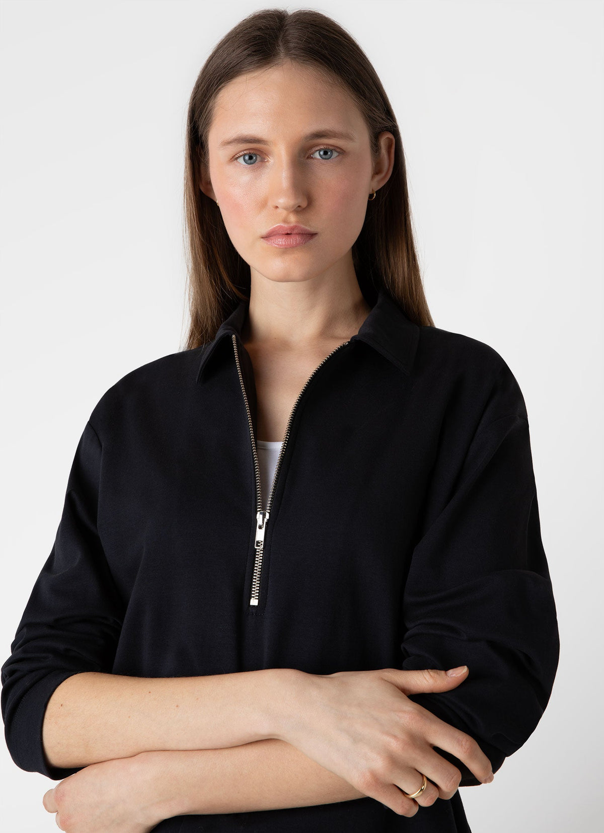 Womens Jersey Polo Top In Black Wtop0147 Bkaa
