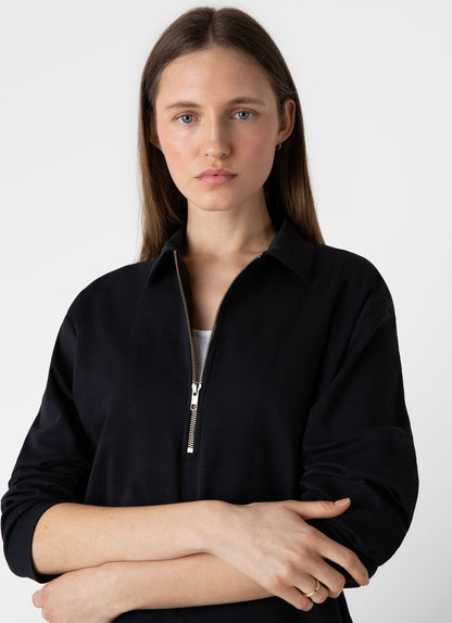 Womens Jersey Polo Top In Black Wtop0147 Bkaa