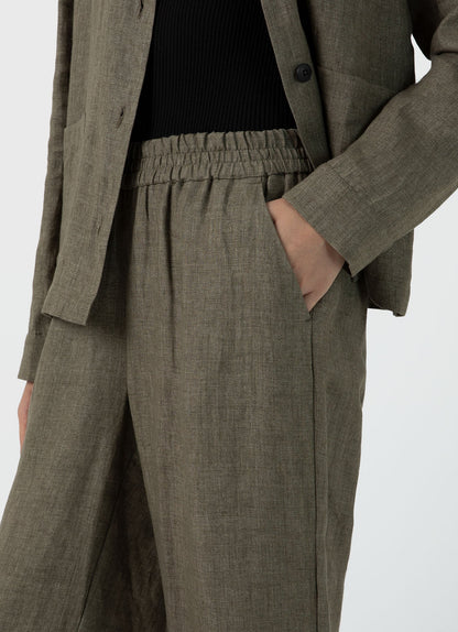 Womens Drawstring Wide Leg Trouser In Khaki Wtrs3050 Gngy