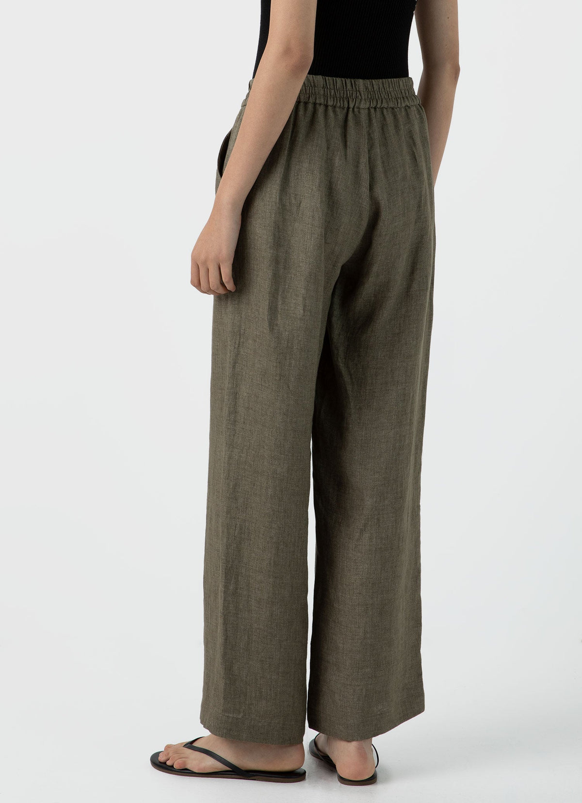 Womens Drawstring Wide Leg Trouser In Khaki Wtrs3050 Gngy