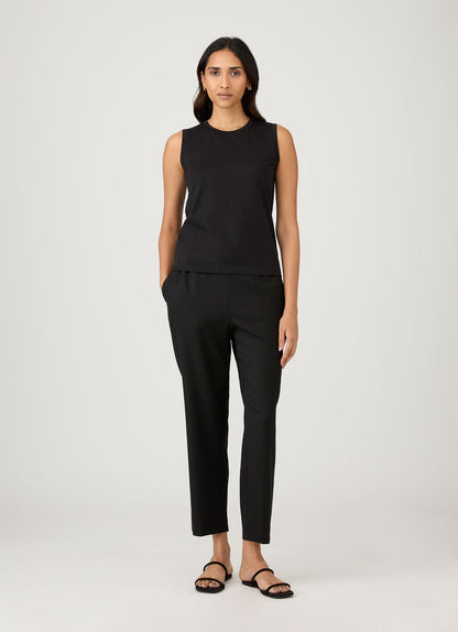 Womens Drawstring Tapered Trouser In Black Wtrs3054 Bkaa