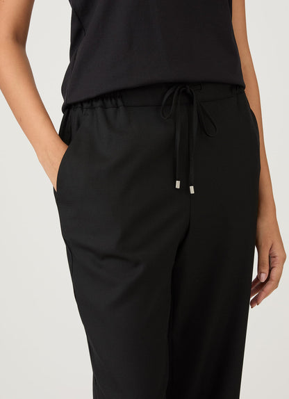 Womens Drawstring Tapered Trouser In Black Wtrs3054 Bkaa