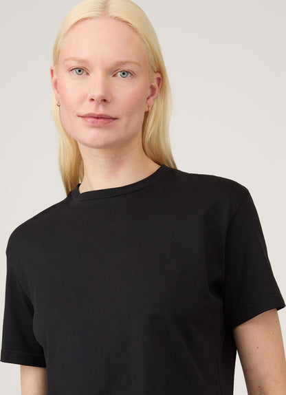Womens Midweight Cotton Boy Fit Tshirt In Black 1