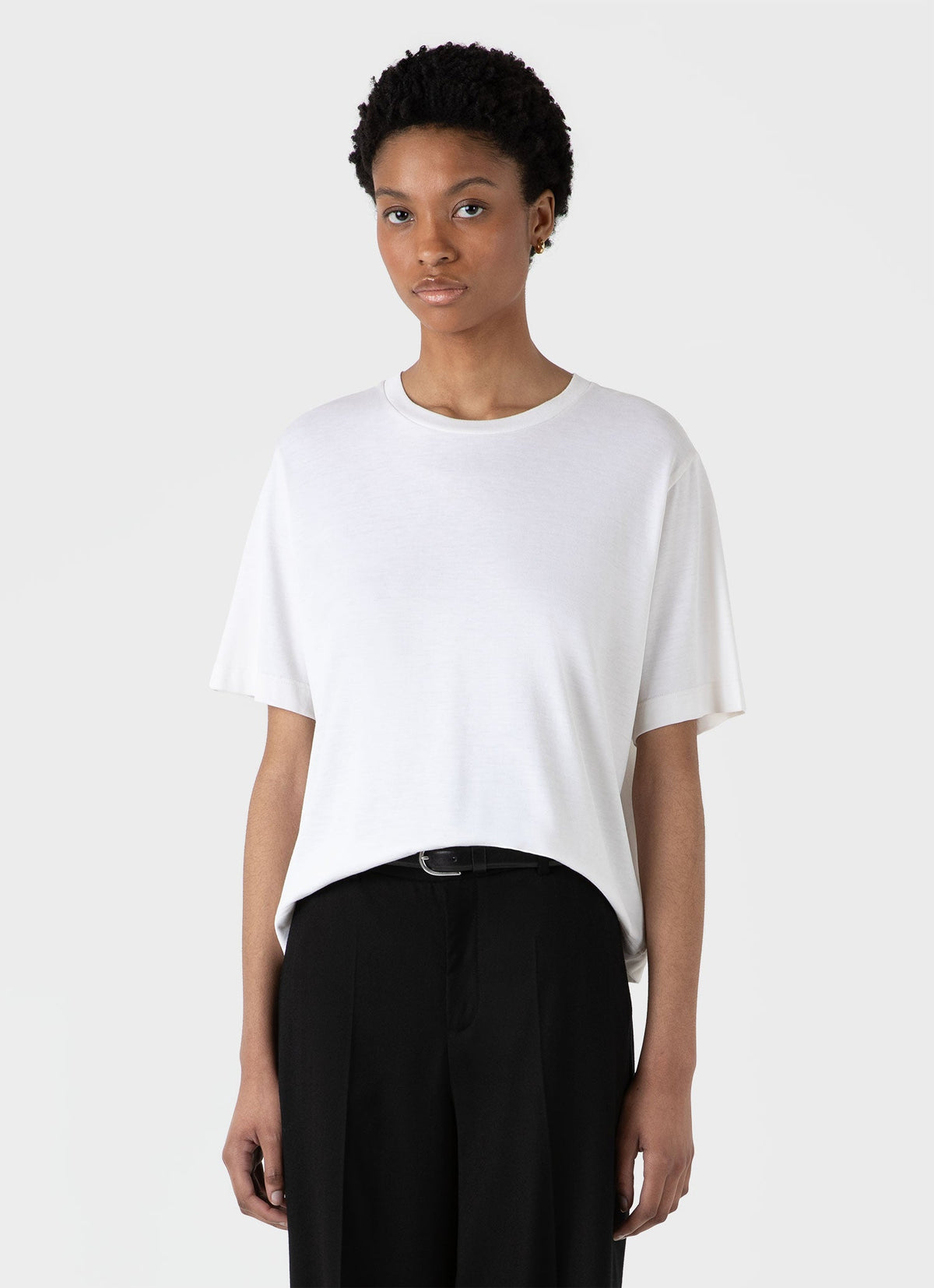 Womens Boxy Silk Tshirt In White Wtsh0165 Whaa