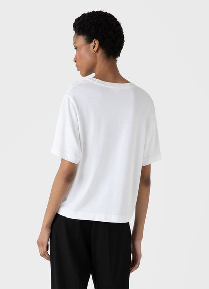 Womens Boxy Silk Tshirt In White Wtsh0165 Whaa