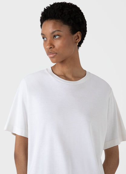 Womens Boxy Silk Tshirt In White Wtsh0165 Whaa
