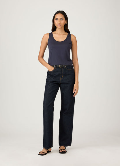 Womens Classic Cotton Vest In Navy
